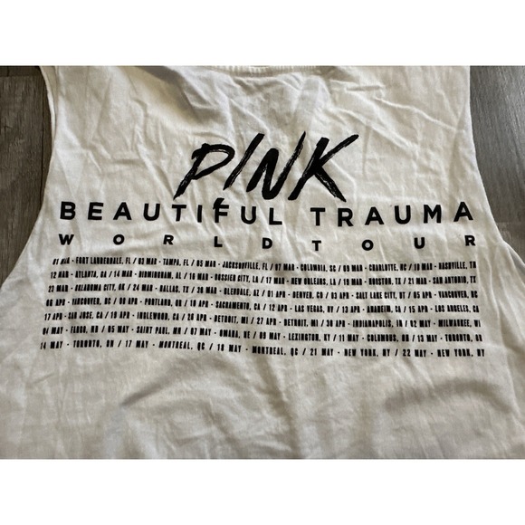 Pink Beautiful Trauma Top Adult XL White Double Sided Punk Goth Concert Band - Picture 7 of 9